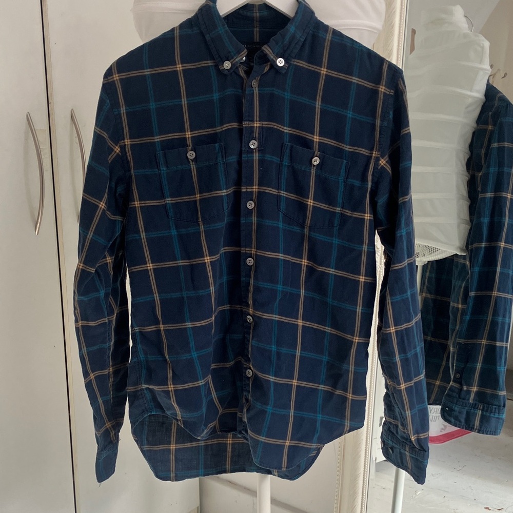 Marc By Marc Jacobs Navy and Tan Checkered Shirt